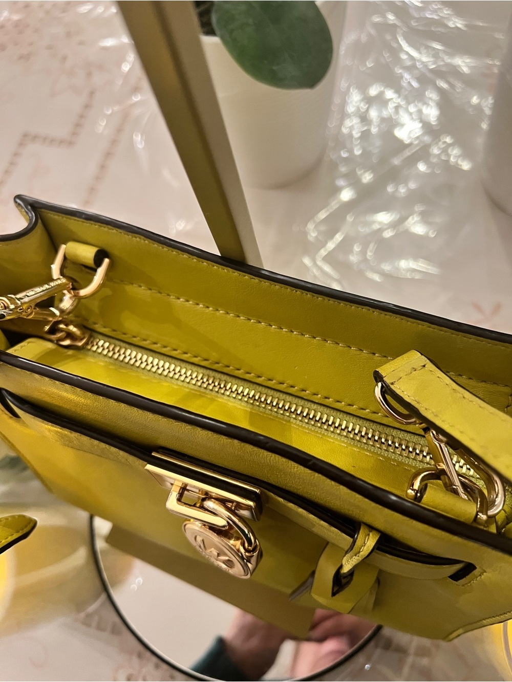 Michael Kors Hamilton Citron Yellow Satchel Crossbody Bag - Picture 6 of 12